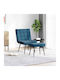 Sessel mit Fußhocker Samt Blue 64x74x84cm