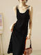 Summer Midi Dress with Tearing Black