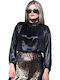 Damen Crop Top Satin black
