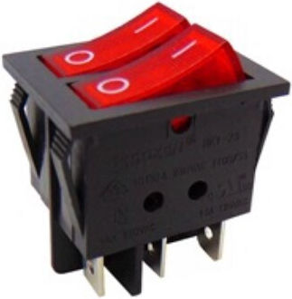 Διακόπτης Rocker Μεγ 6p Μ Λ On-off Διπλος 16a/250v Κοκ Rk1-23ab Skn