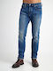 Simon Men's Jeans Pants Elastic with Slim Straight Fit Blue