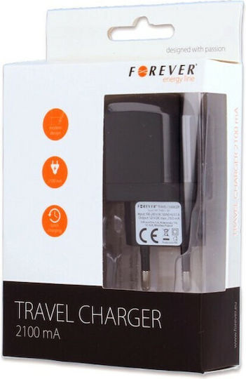Forever Ladegerät mit integriertem Kabel Micro-USB Schwarzs (80-0400)