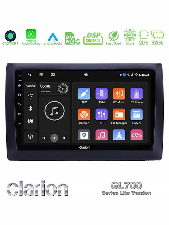 Clarion Ηχοσύστημα Αυτοκινήτου για Fiat Stilo 2001-2007 (Bluetooth/USB/WiFi/GPS/Apple-Carplay/Android-Auto) με Οθόνη Αφής 9"