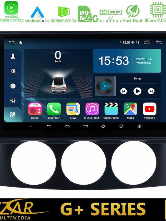 Bizzar Auto-Audiosystem für Mazda MX-5 2005-2015 (Bluetooth/USB/WiFi/GPS/Apple-Carplay/Android-Auto) mit Touchscreen 9"