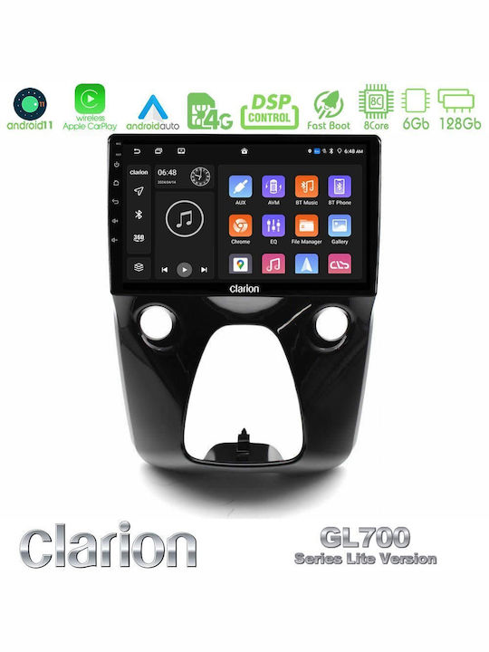 Clarion Auto-Audiosystem für Peugeot 108 / 107 Toyota Aygo Citroen C1 2014 (Bluetooth/USB/WiFi/GPS/Apple-Carplay/Android-Auto) mit Touchscreen 10"