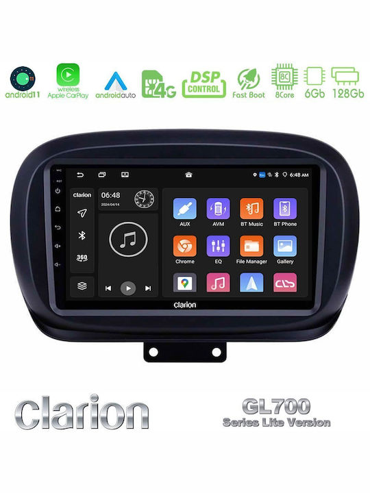 Clarion Car Audio System for Fiat 500X 2015-2020 (Bluetooth/USB/WiFi/GPS/Apple-Carplay/Android-Auto) with Touch Screen 9"