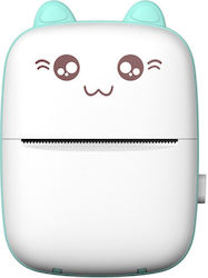 Mini Bluetooth Thermal Printer Photos Φορητός Εκτυπωτής White Blue