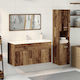 vidaXL Countertop Countertop without Sink, with Mirror & Column L90xW38.5xH46cm Old Wood