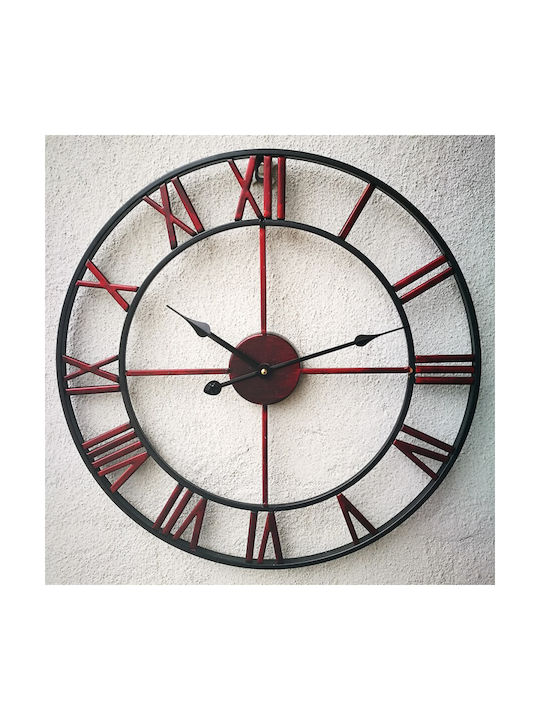 Metal Wall Clock Ø80cm Bordeaux Black Outline Hands Etoile Df246
