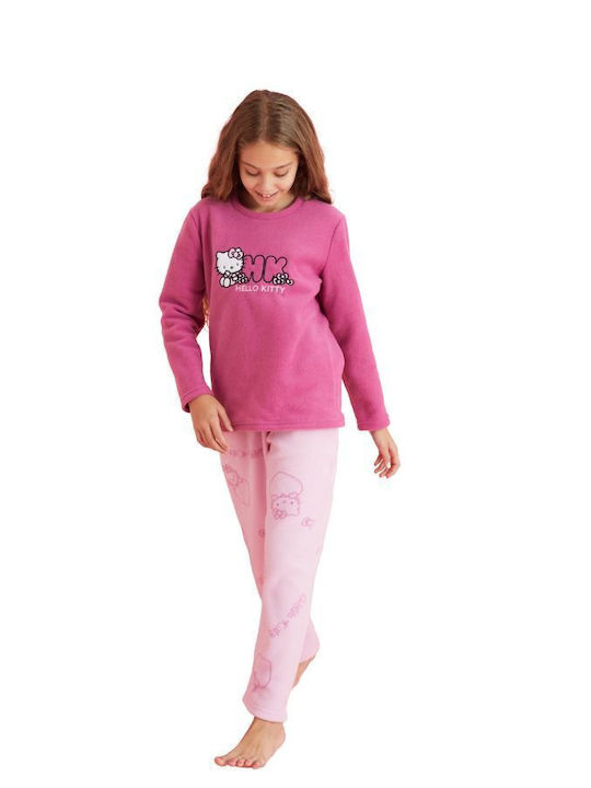 Siyah Inci Kinder Schlafanzug Winterlich Fleece Fuchsia