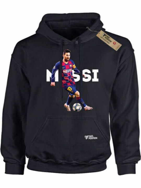 Fleece Παιδικό Φούτερ με Κουκούλα και Τσέπες Μαύρο