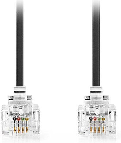 Nedis Flat Τηλεφωνικό Καλώδιο RJ11 6P4C 5m Μαύρο (TCGL90200BK50)