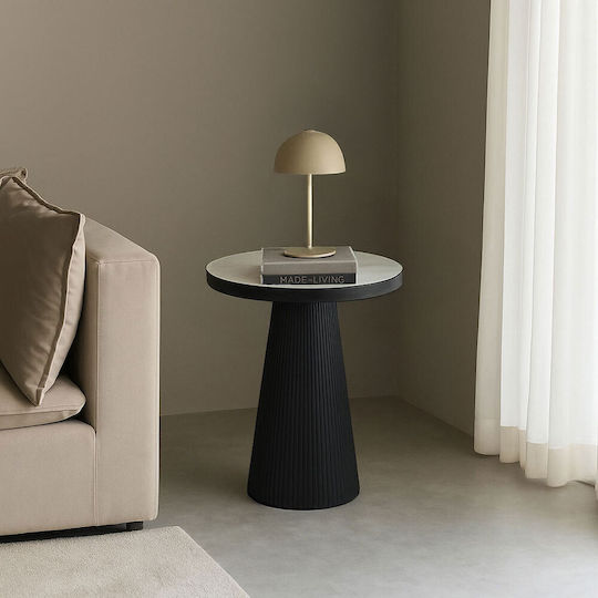 Στρογγυλό Βοηθητικό Τραπεζάκι Lamp Ξύλινο Φυσικό Μαύρο Μ41xΠ41xΥ63.5εκ.