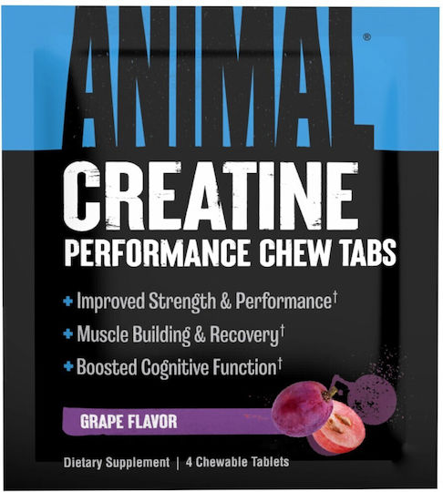 Animal Animal Creatine Chews Μονοϋδρική Κρεατίνη με Γεύση Grape 4 μασώμενες ταμπλέτες
