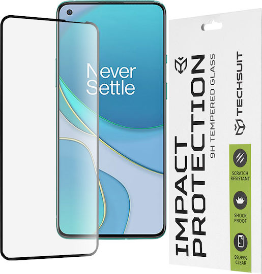 Techsuit Vollkleber Vollflächig gehärtetes Glas Schwarz (OnePlus 8T)