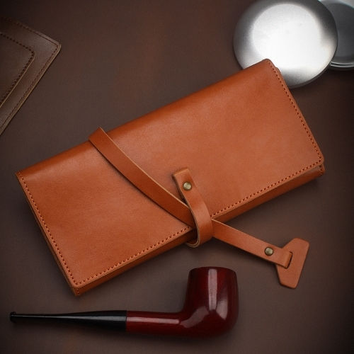 Firedog Tobacco Pouch with Wrap-Around Cord 20x10cm Red brown