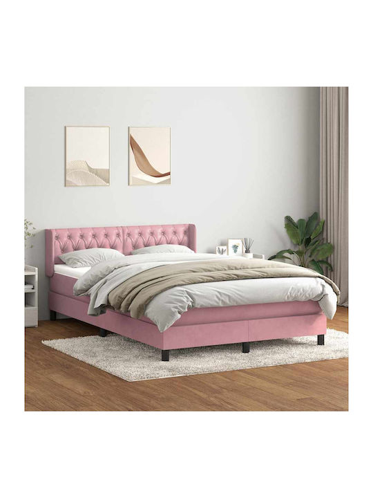 Vidaxl Pat Box Spring Saltea Roz 160x210cm Cati...