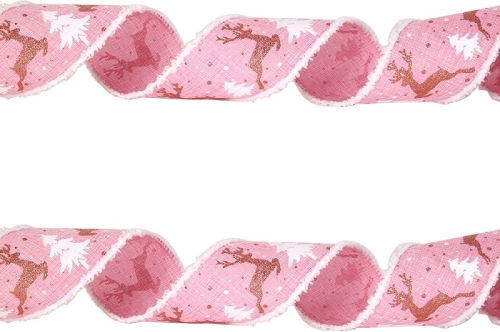 Christmas Imitation Hemp Ribbon Wire Length 2m Pink White Burrs