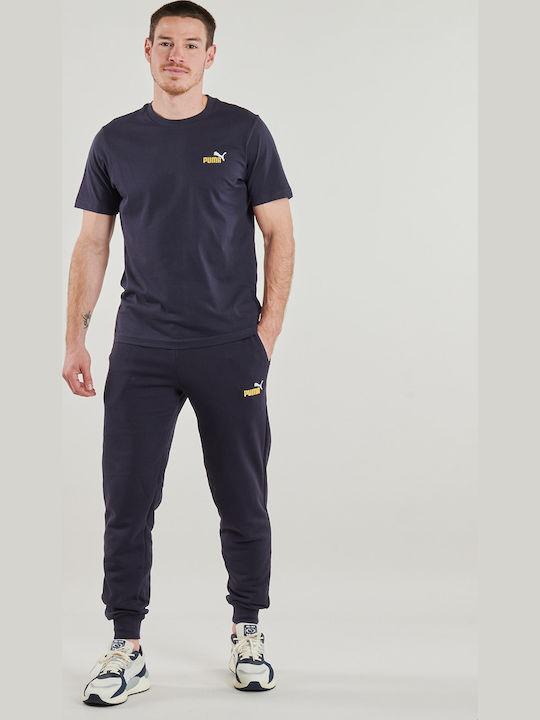 PUMA Logo Sweatpants with Elastic Navy Blue