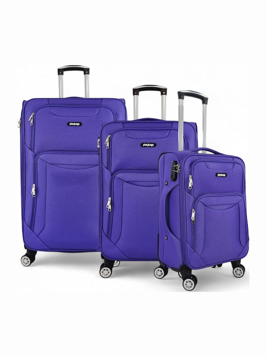 Playbags Βαλίτσες Ταξιδιού Υφασμάτινες Μωβ με 4...
