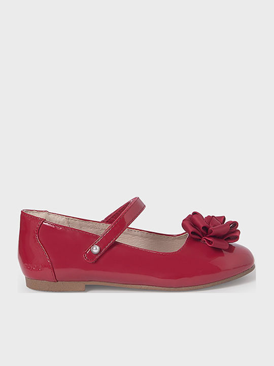 Kids Patent Leather Ballerinas with Hoop & Loop Closure Red