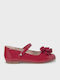 Kids Patent Leather Ballerinas with Hoop & Loop Closure Red