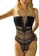 Della Lace Bodysuit with Criss-Cross Lacing Corset Style Bust