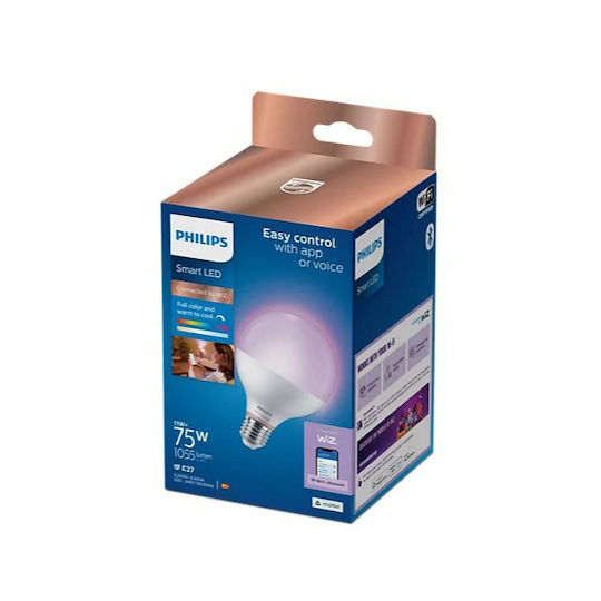 Philips Смарт крушка LED 11W за фасунга E27 и форма G95 RGBW