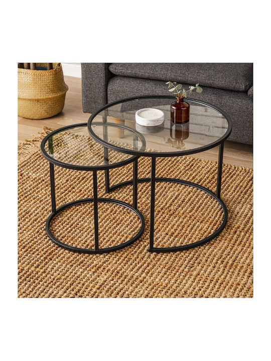 Round Zigon Set Vetro Glass Black 2 Pieces W60x...