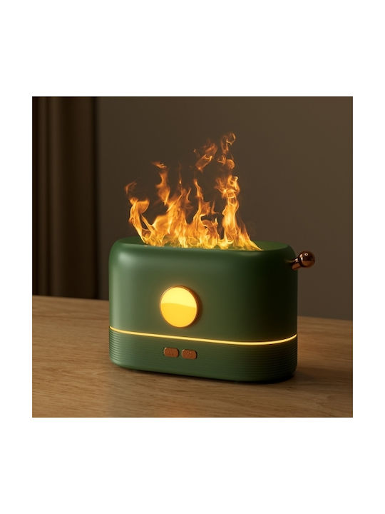 Jf801 Desktop Simulation Flame Aroma Diffuser Humidifier Μονόχρωμο Ανοιχτό Πράσινο