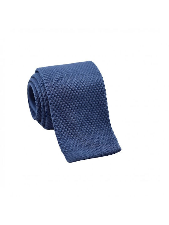 Silk Knitted Tie Blue 6 cm