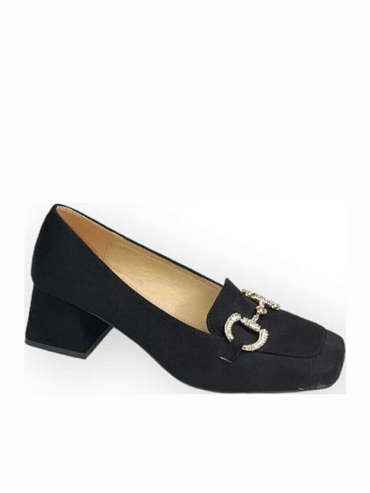 Suede Pointed Toe Black Low Heels