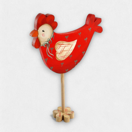 Ξύλινη Διακοσμητική Κοτούλα “full Hearts” Κόκκινη 23cm X 26cm X 6cm