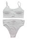 Ribbed Underwear Set Bustier High-Waisted Panty White