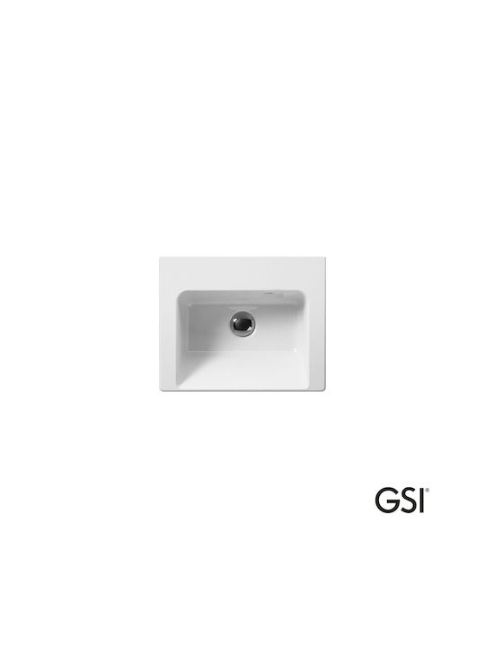 GSI Norm Επιτοίχιος Κρεμαστός / Επικαθήμενος Νιπτήρας Πορσελάνης 42x34cm White