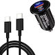 Φορτιστής Αυτοκινήτου P10 Mini Qc4.0 Usb Pd20w Καλώδιο Δεδομένων Γρήγορης Φόρτισης Type-c Type-c Μαύρο