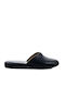 Leather Winter Women's Slippers Blue