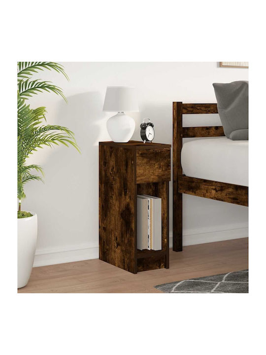 Bedside Table Drawer Smoked Oak 20x36x60 cm Brown