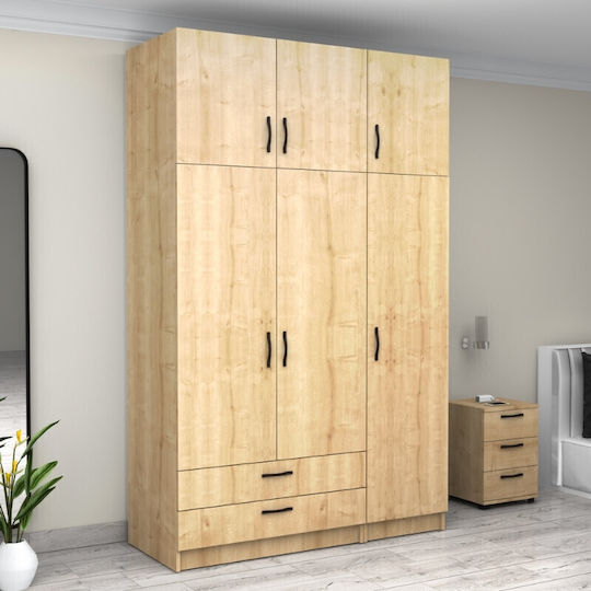 Triple Door Wardrobe Victoria with Loft Natural Beech 150x60x240cm