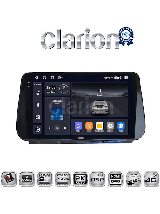 Clarion Auto-Audiosystem für Hyundai Santa Fe / iX45 2018 > 2019 (Bluetooth/USB/WiFi/GPS/Apple-Carplay/Android-Auto)