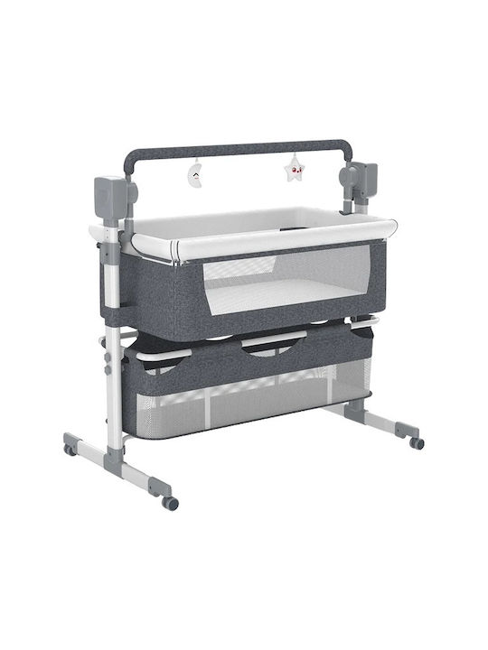 Cradle with Mattress and Wheels Gray