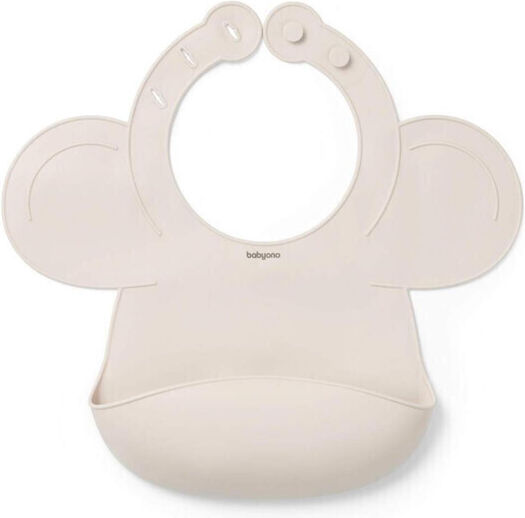 Babyono Babici Pentru Bebeluşi Impermeabilă Din Silicon Cu Buton Şi Buzunar Bej Pentru 6 Luni+