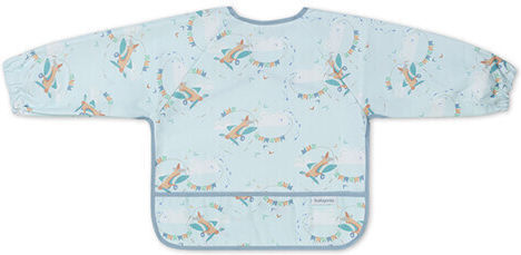 Babyono Plane Waterproof Plastic Coverall with Hook & Loop Fastener Pocket & Sleeves Light Blue for 6 m+