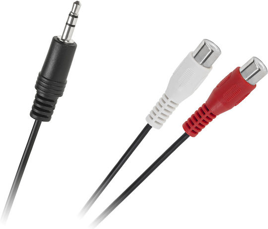 3.5мм жак кабел мъжки към 2 RCA гнезда 25см