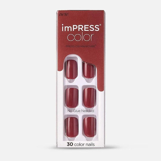 Kiss Impress Colored False Nail Tip Burgundy 30pcs