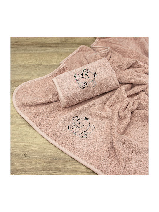 Lino Home Комплект бебешки кърпи 2бр Розов Тегло 450гр/кв.м