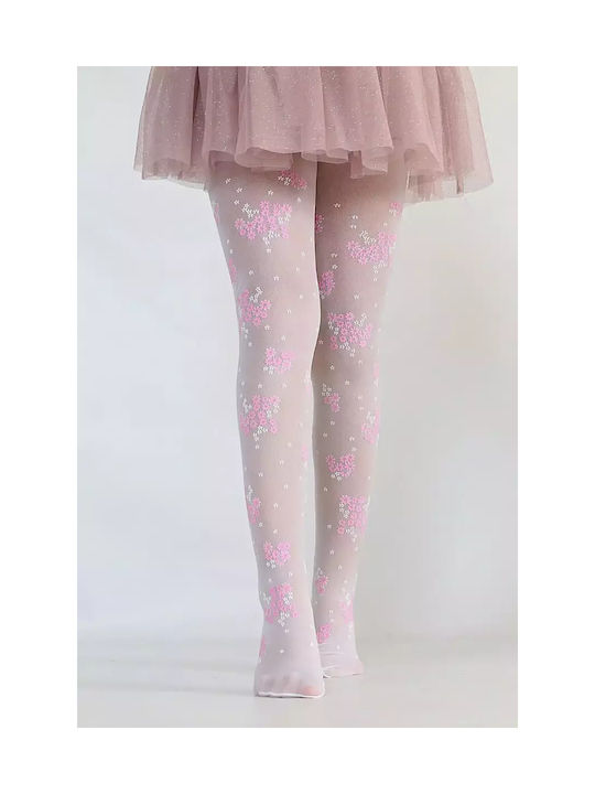 Kids' White Floral Tights