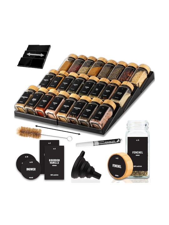 Deco Haus Schwarzer Schubladen-Organizer Gewürzgläser Schubladen-Organizer 3-stufig