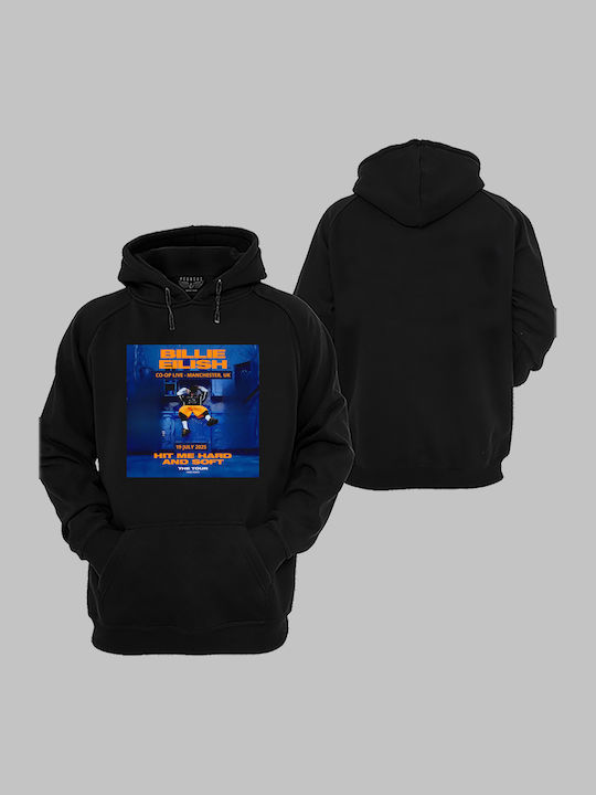Hoodie with Pockets for Adults Black by Pegasus Print Billie Eilish 2025 World Tour