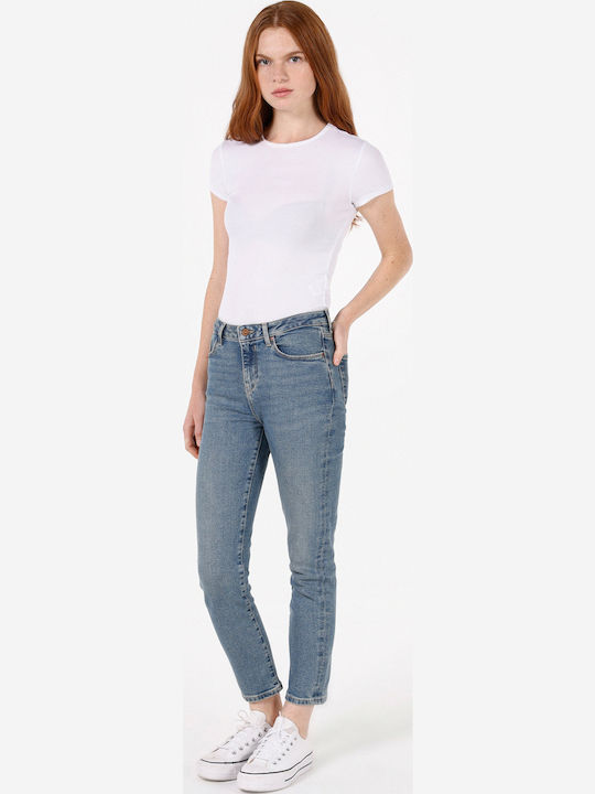 Pantaloni Dama Din Țesătură În Fit Slim Albastru